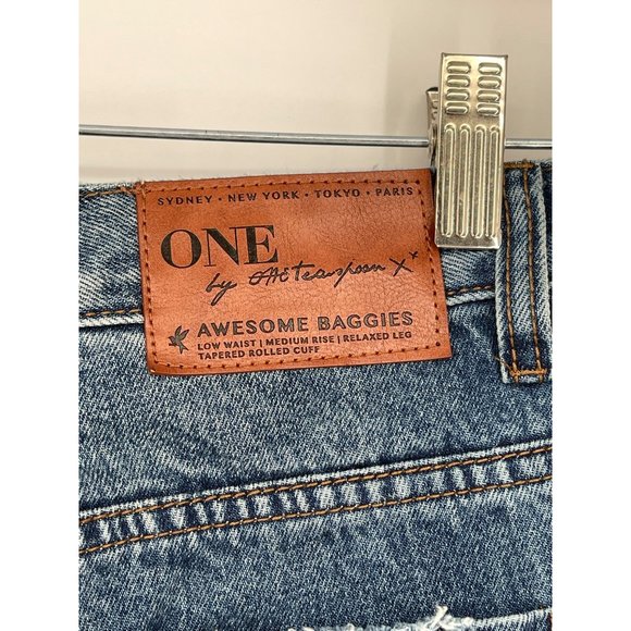 One Teaspoon Awesome Baggies Distressed Raw Step Hem Jeans Womens Mid Rise sz 26 - Picture 8 of 12
